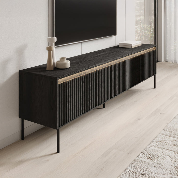 Meubella - TV-Meubel Timoteo - Mat zwart - 193 cm