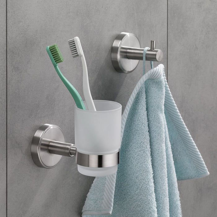 Kela - Marbea Drinkbeker met Wandbevestiging Badkamer - Zilver - Kela