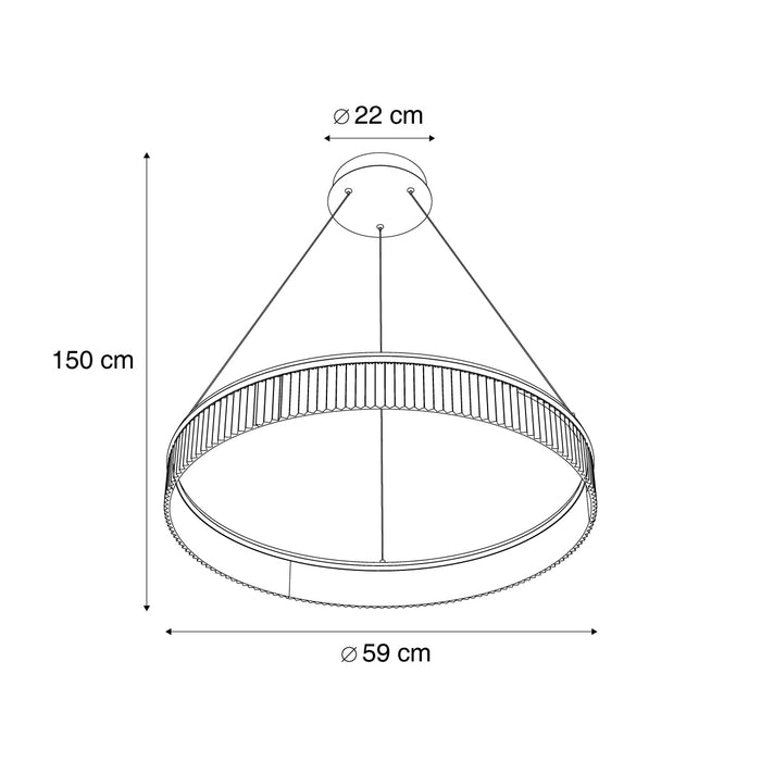 QAZQA Moderne hanglamp zwart 59cm incl. LED 3-staps dimbaar - Anello