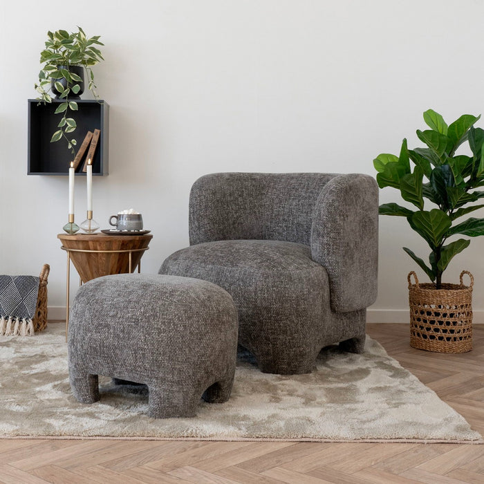 House Nordic - Fauteuil Grijs Stof - 79x77x72cm - Nazare