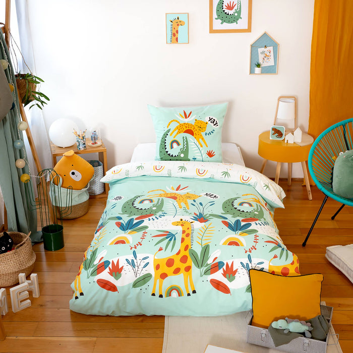 sweeek - Katoenen omkeerbaar beddengoedset savanne | regenboog 1