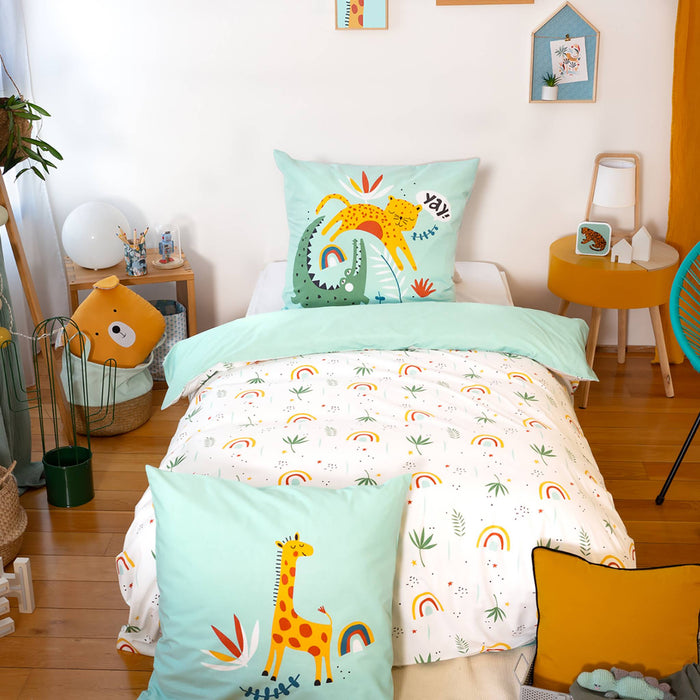 sweeek - Katoenen omkeerbaar beddengoedset savanne | regenboog 1