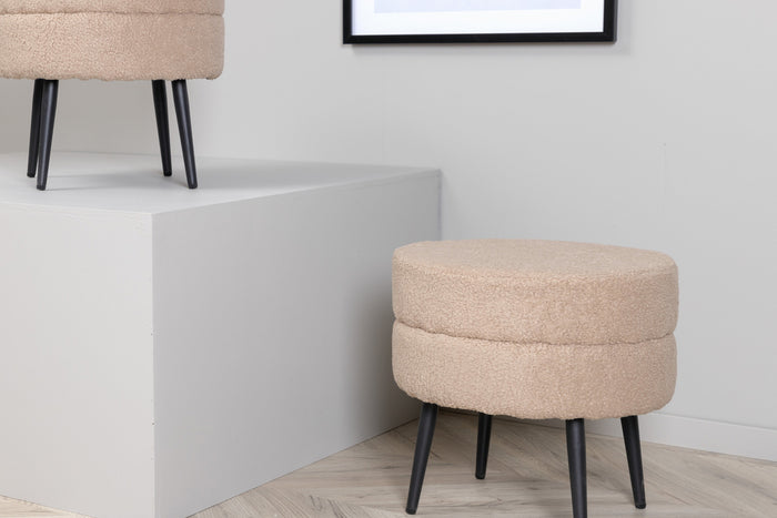 Venture Home Poef Pot 40x40x40 cm teddystof zwart en beige