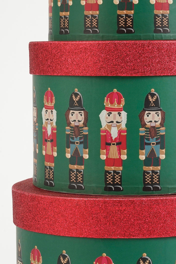 Mica Decorations Opbergdoos - Set van 3 - H14 x Ø21 cm-Papier-Groen