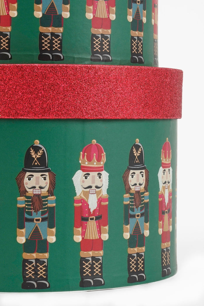 Mica Decorations Opbergdoos - Set van 3 - H14 x Ø21 cm-Papier-Groen