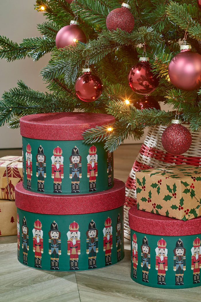 Mica Decorations Opbergdoos - Set van 3 - H14 x Ø21 cm-Papier-Groen