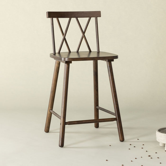 Fjôrd - Barstoel Donkerbruin Hout - Mollöström - Set van 2