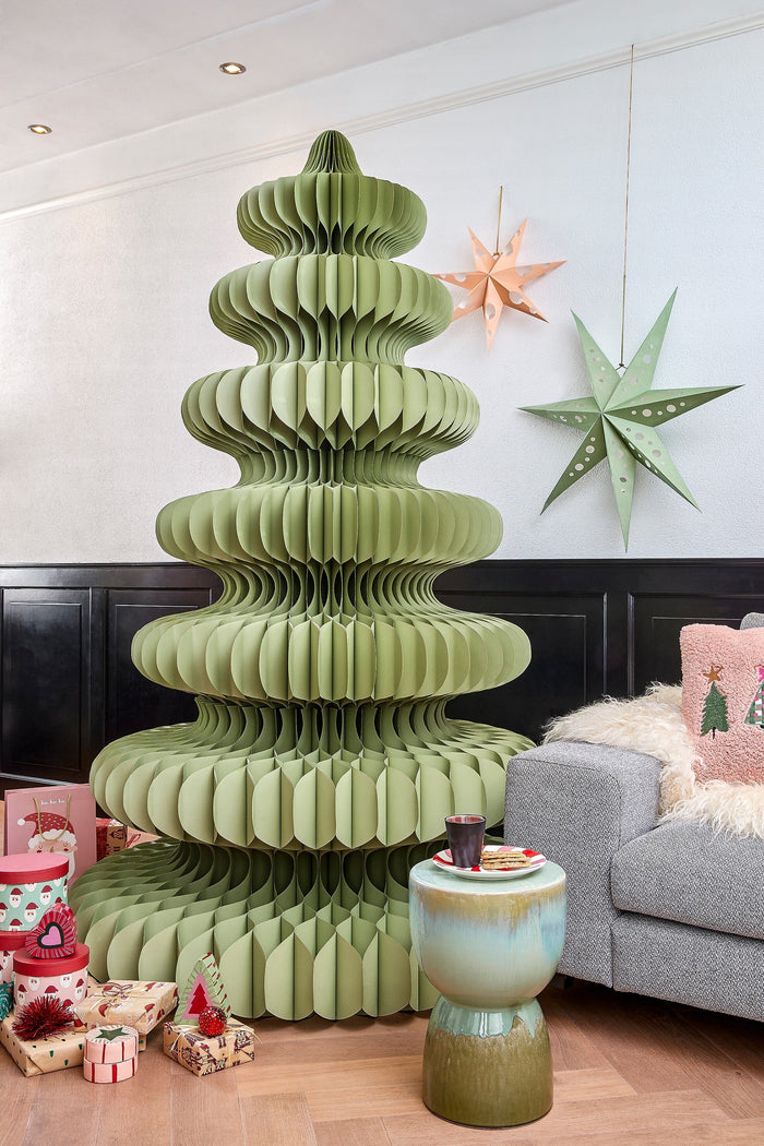 Mica Decorations Decoratie Kerstboom - H212 x Ø148cm-Papier-Groen