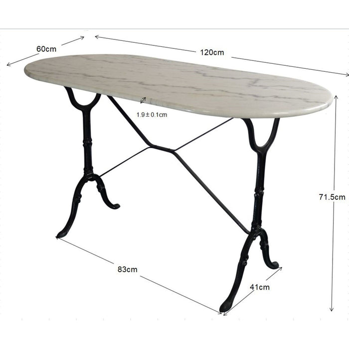 Eettafel Bistrot 120x60cm wit marmer Kare Design