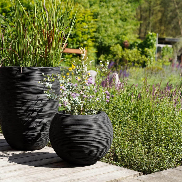 Capi Nature Rib Vaas bol NL donkerbruin 40 x 32 cm