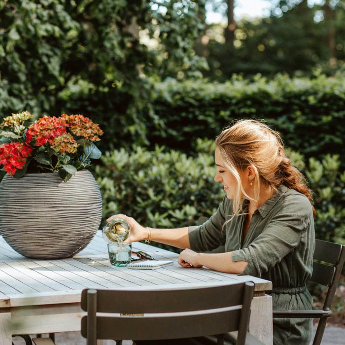 Capi Nature Rib Vaas bol NL donkerbruin 40 x 32 cm