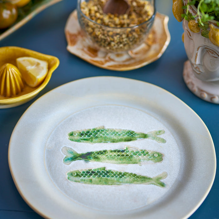 Bloomingville Hadden Dinerbord 4 st. - Ø 27 cm - Vissen / Groen