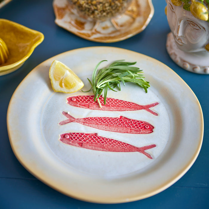 Bloomingville Hadden Dinerbord 4 st. - Ø 27,5 cm - Vissen / Rood