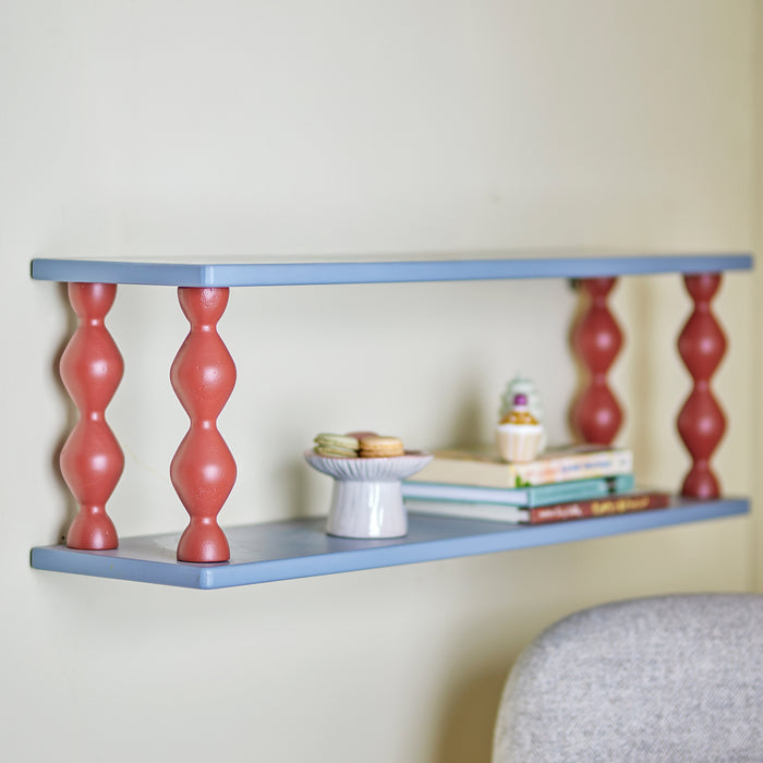 Bloomingville Bibiola Wandplank B 80 cm - Blauw / Rood