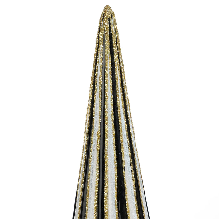 Mica Decorations Decoratie Kerstboom - H40 x Ø9 cm - Glas - Wit, Zwart