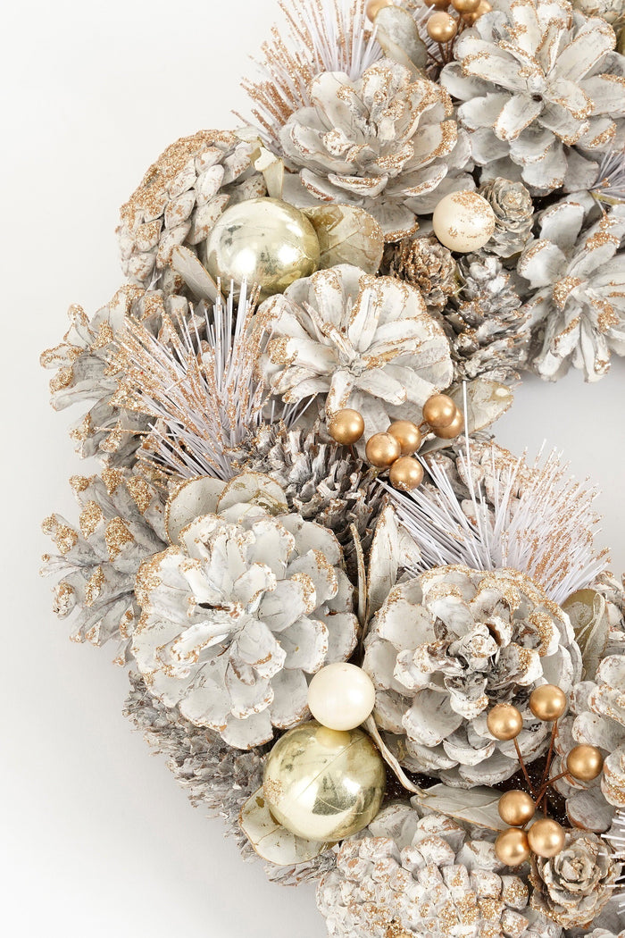 Mica Decorations Hanley Kerstkrans - H9 x Ø34 cm - Wit