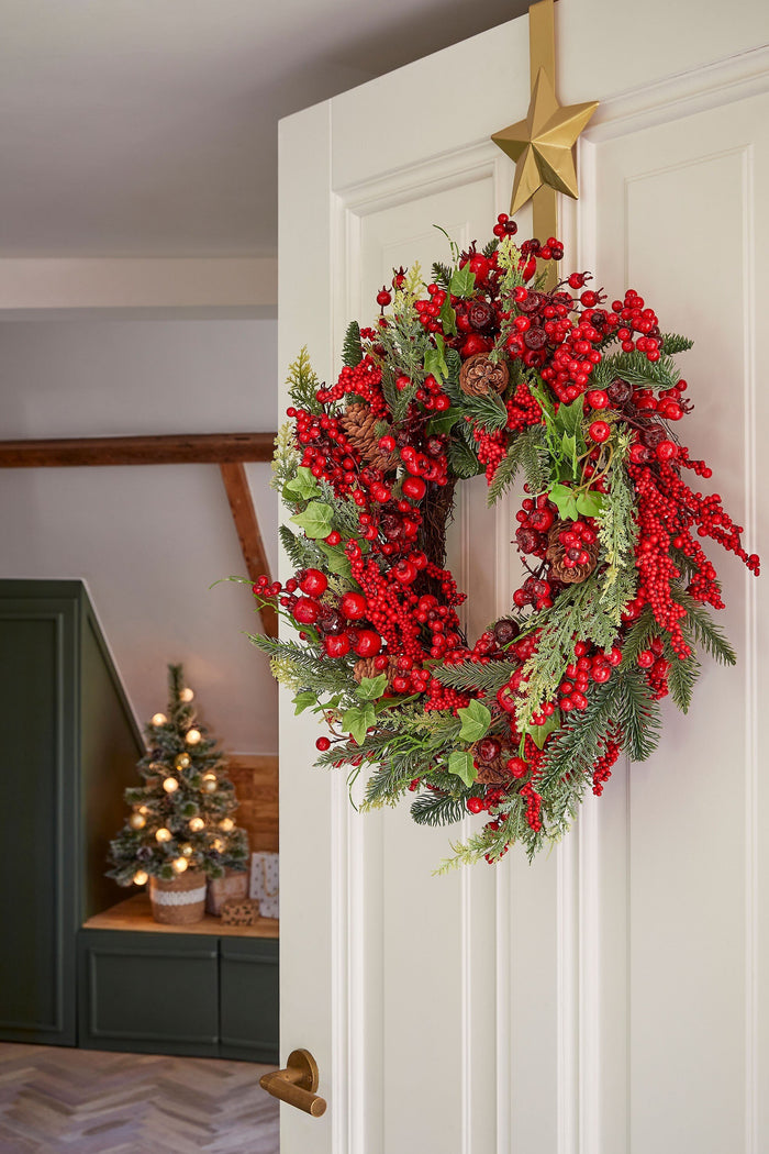 Mica Decorations Norah Kerstkrans - H11 x Ø40 cm - Rood