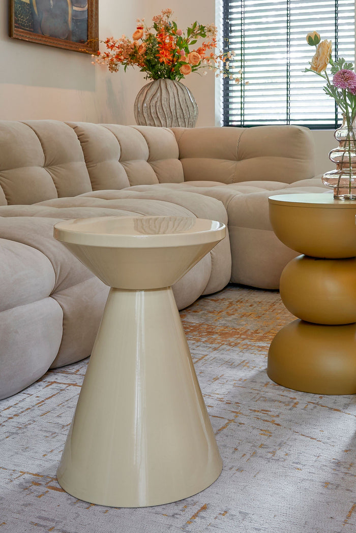 Mica Decorations Jim Bijzettafel - H45 x Ø31 cm - IJzer - Beige