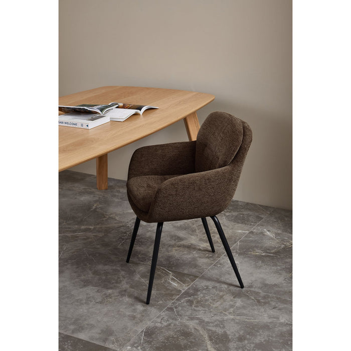 WOOOD Runa Eetkamerstoelen - Polyester - Warm Bruin - Set van 6