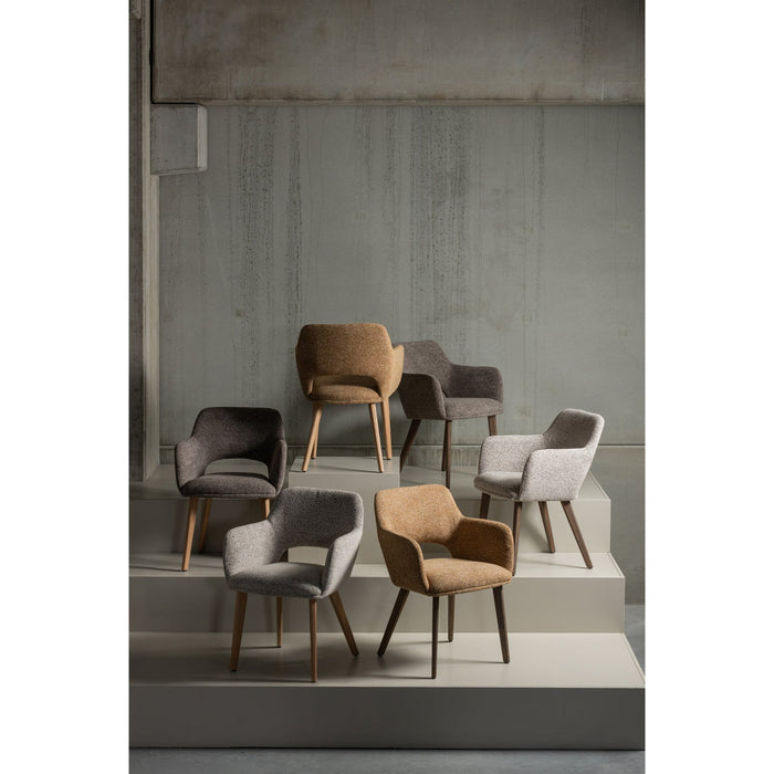 WOOOD Murat Eetkamerstoelen Houten Bruine Poot - Taupe - Set van 6