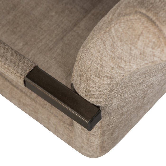 WOOOD Bas Eetkamerstoelen - Geweven Stof - Zand Melange - Set van 6