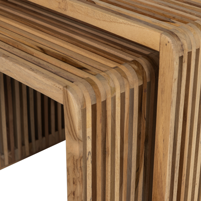 WOOOD Jasmijn Bijzettafels - Recycled Teak - Naturel - Set van 2