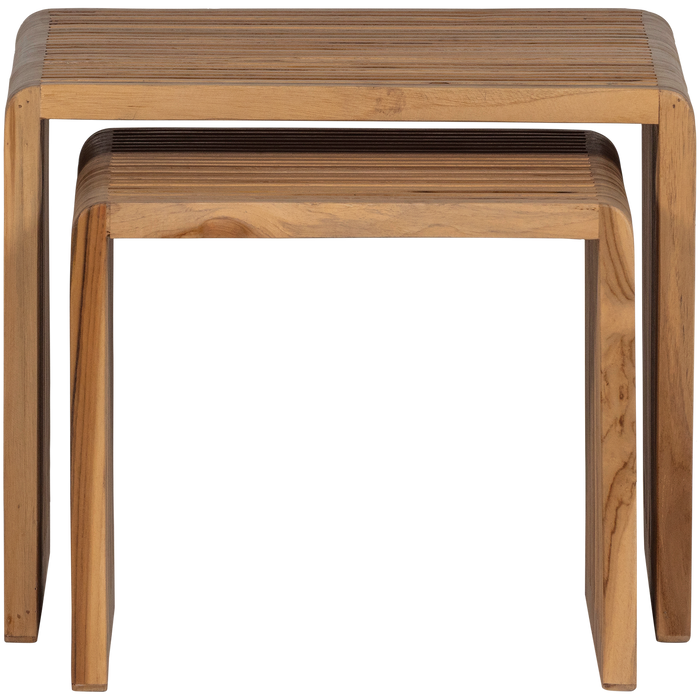 WOOOD Jasmijn Bijzettafels - Recycled Teak - Naturel - Set van 2