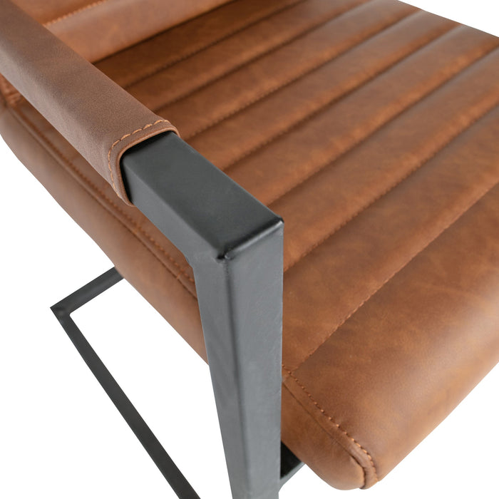 WOOOD Bas Eetkamerstoelen - Pu - Cognac - Set van 6