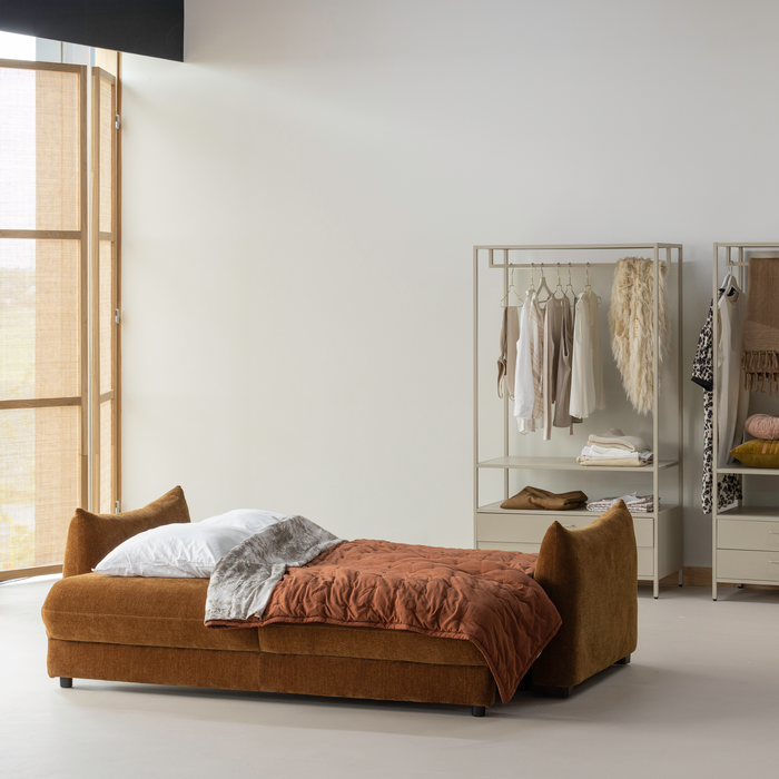 WOOOD Jonne 3-Zits Slaapbank - Chennile - Bruin - 92x233x105