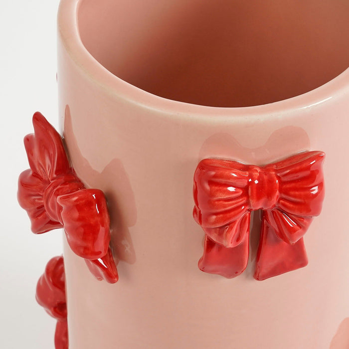 Mica Decorations Vaas - H26 x Ø17 cm - Dolomiet - Rood, Lichtroze