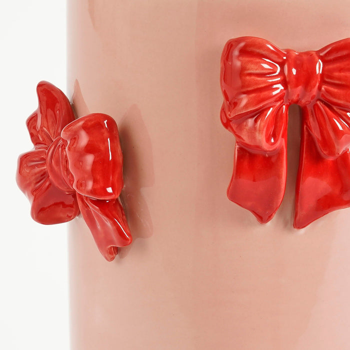 Mica Decorations Vaas - H26 x Ø17 cm - Dolomiet - Rood, Lichtroze