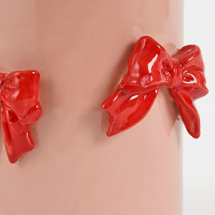 Mica Decorations Vaas - H26 x Ø17 cm - Dolomiet - Rood, Lichtroze