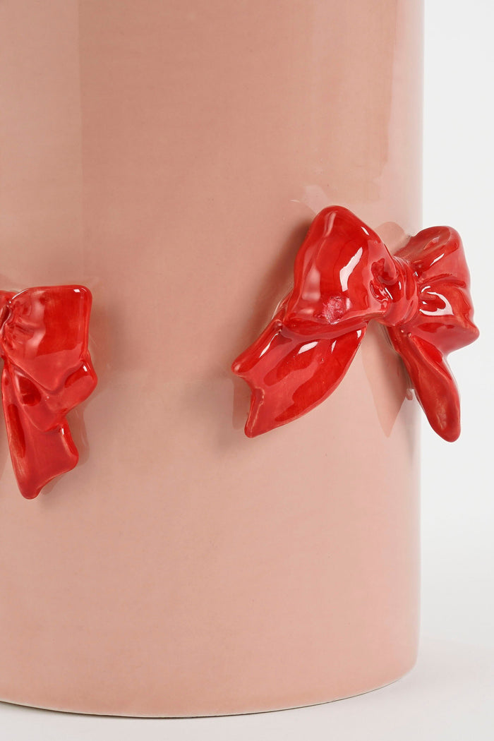 Mica Decorations Vaas - H26 x Ø17 cm - Dolomiet - Rood, Lichtroze