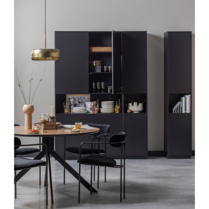 WOOOD Ivy Eetkamerstoelen - Fluweel - Zwart - Set van 6