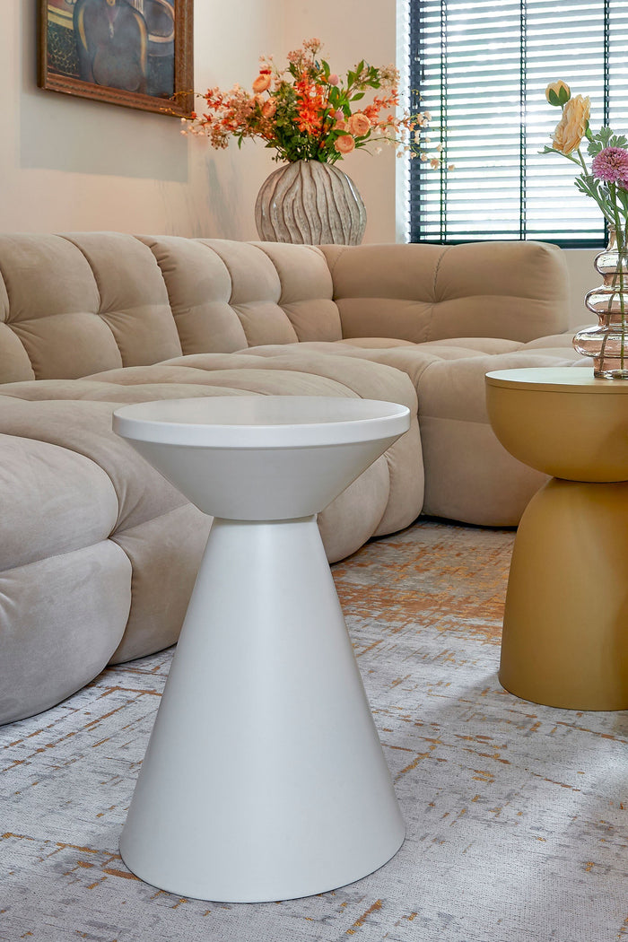 Mica Decorations Jim Bijzettafel - H45 x Ø31 cm - IJzer - Off-white