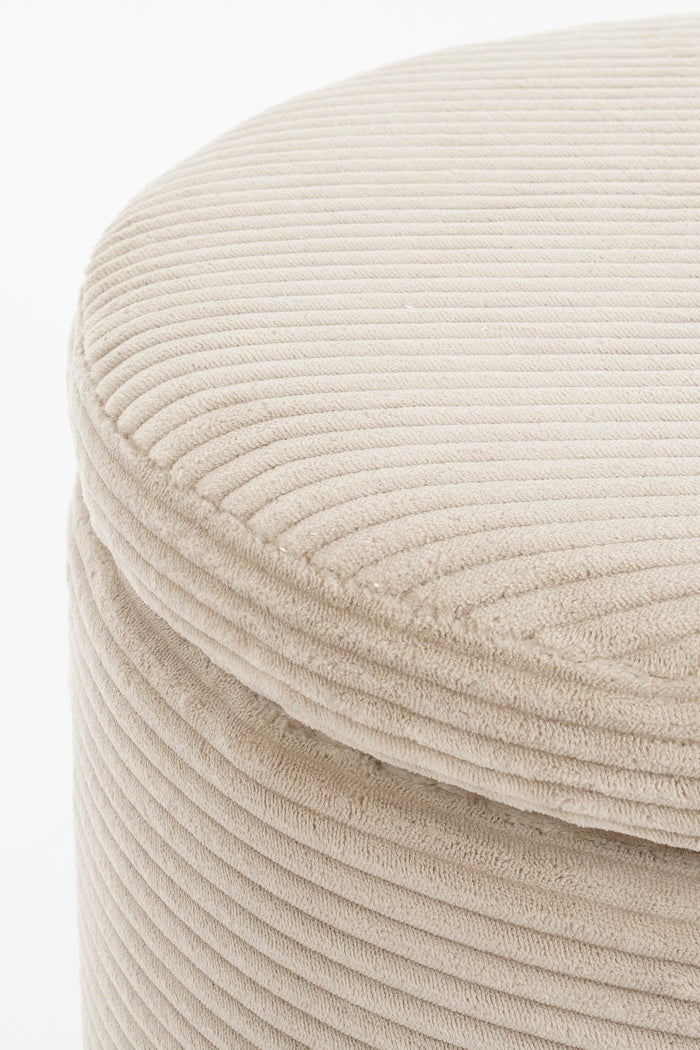 Mica Decorations Poef met Opbergruimte - H41 x Ø42 cm - Off-white