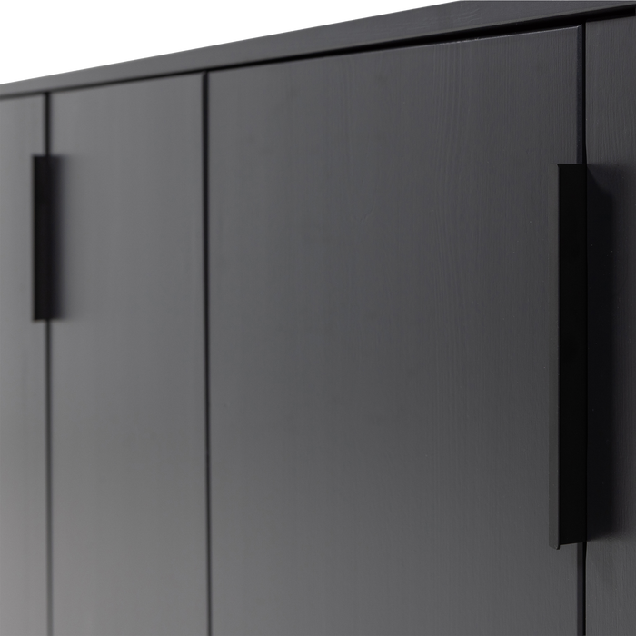 WOOOD Gunnar Dressoir 200 cm - Grenen - Matzwart - 85x201x44