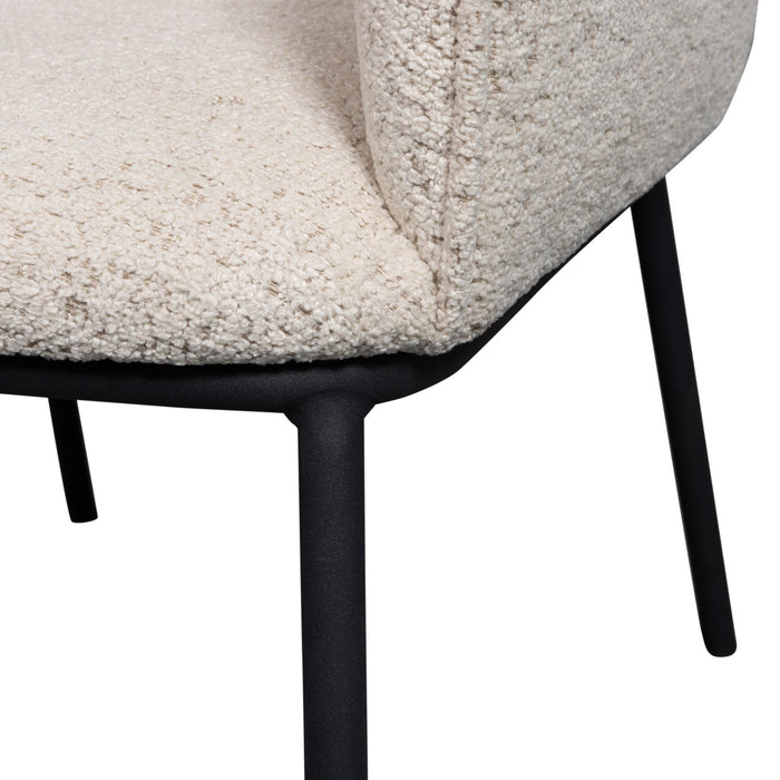 WOOOD Leon Eetkamerstoelen - Bouclé - Naturel - Set van 6