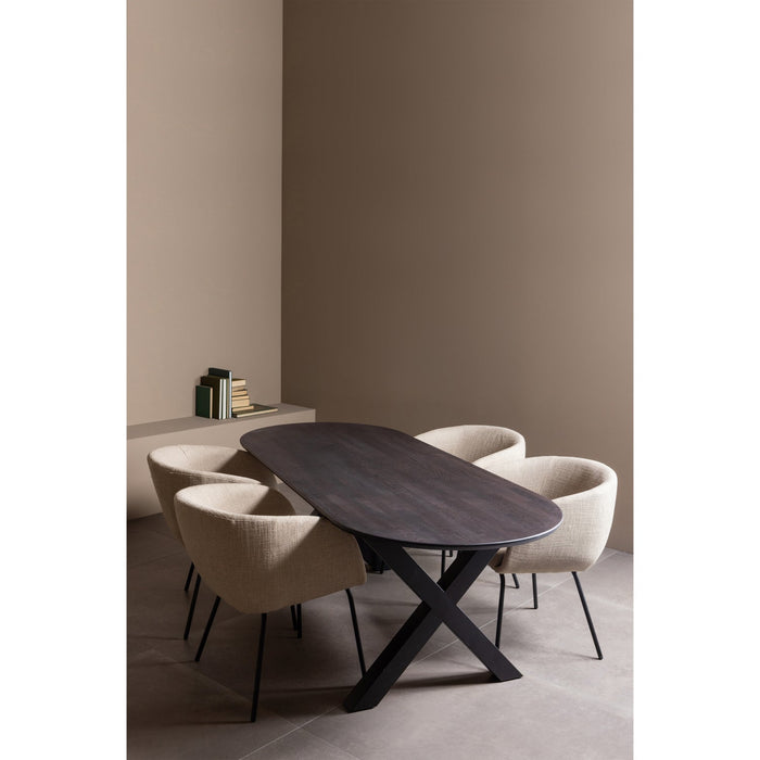 WOOOD Leon Eetkamerstoelen - Bouclé - Naturel - Set van 6