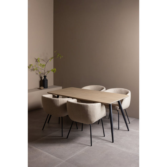 WOOOD Leon Eetkamerstoelen - Bouclé - Naturel - Set van 6
