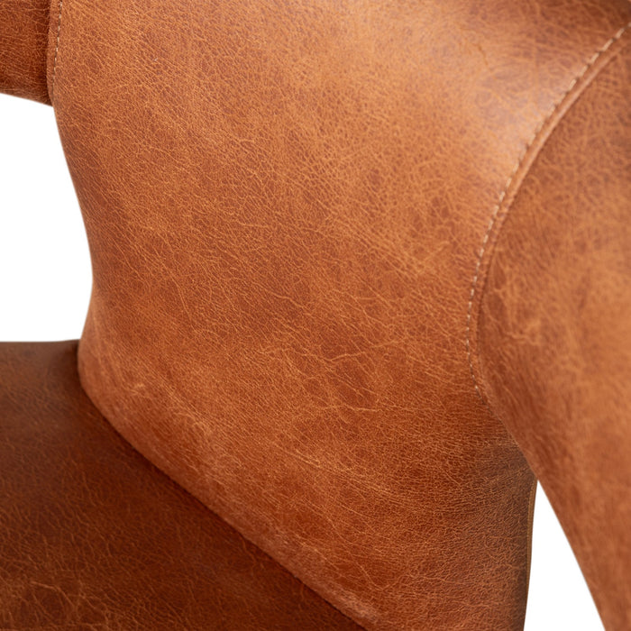 WOOOD Permit Eetkamerstoelen - Leerlook - Cognac - Set van 6