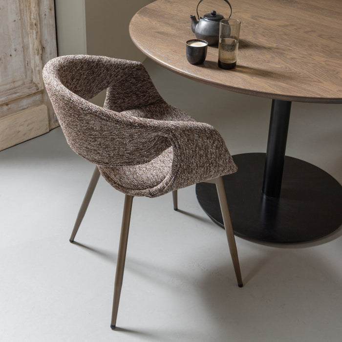 WOOOD Yossi Eetkamerstoelen Metalen Koper Poot - Bruin - Set van 6