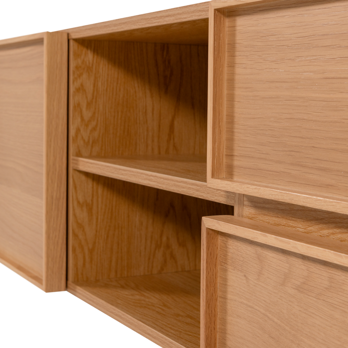 WOOOD Tours Tv Meubel 180 cm - Melamine| MDF - Naturel - 51x180x42