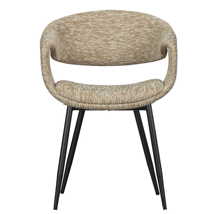 WOOOD Yossi Eetkamerstoelen Met Metalen Zwarte Poot - Zand - Set van 6