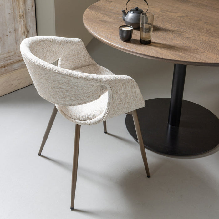 WOOOD Yossi Eetkamerstoelen Metalen Koper Poot - Naturel - Set van 6