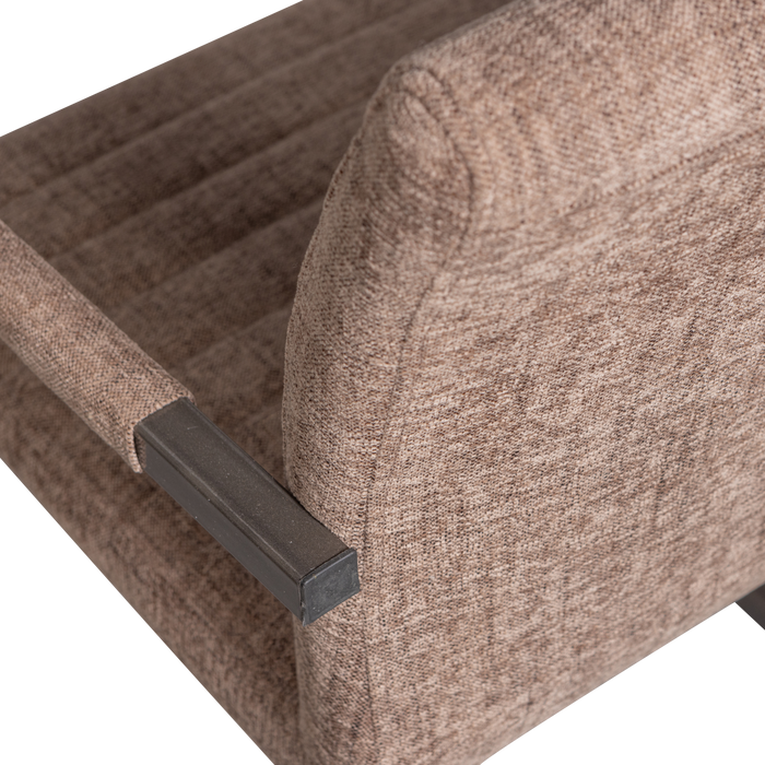 WOOOD Bas Eetkamerstoelen - Geweven Stof - Bruin Melange - Set van 6