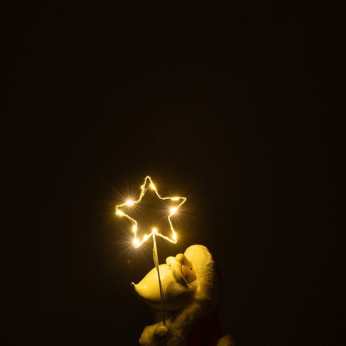 J-Line kerstman Ster - polyresin - wit|rood - small - LED li