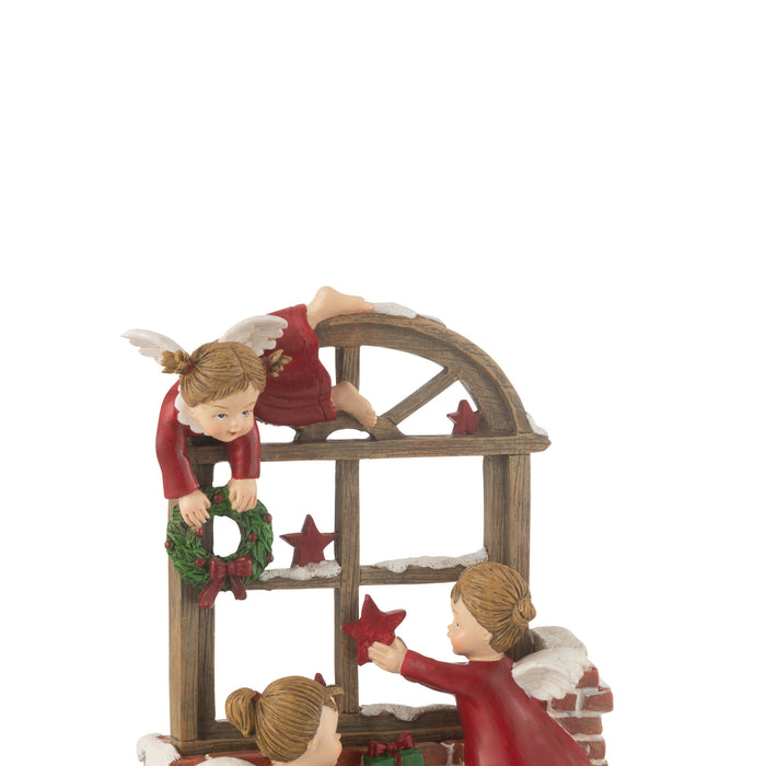 J-Line decoratie Engelen Venster - polyresin - mix - LED