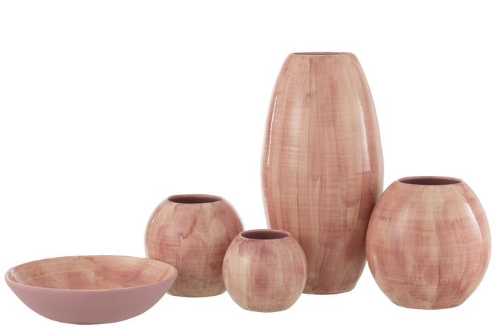 J-Line vaas Handgeschilderd - keramiek - roze - 55 cm hoog