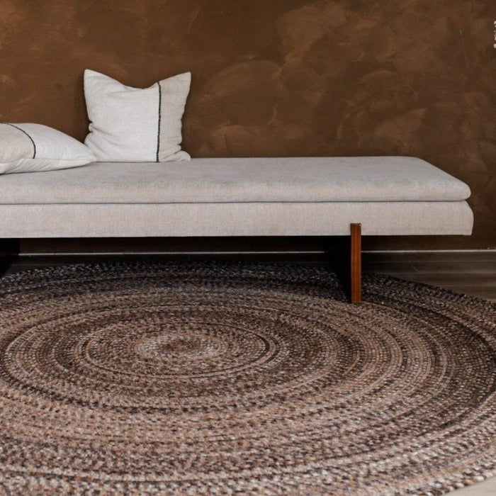 Interieur05 Rond wollen vloerkleed Gapo Donkerbruin gemeleerd